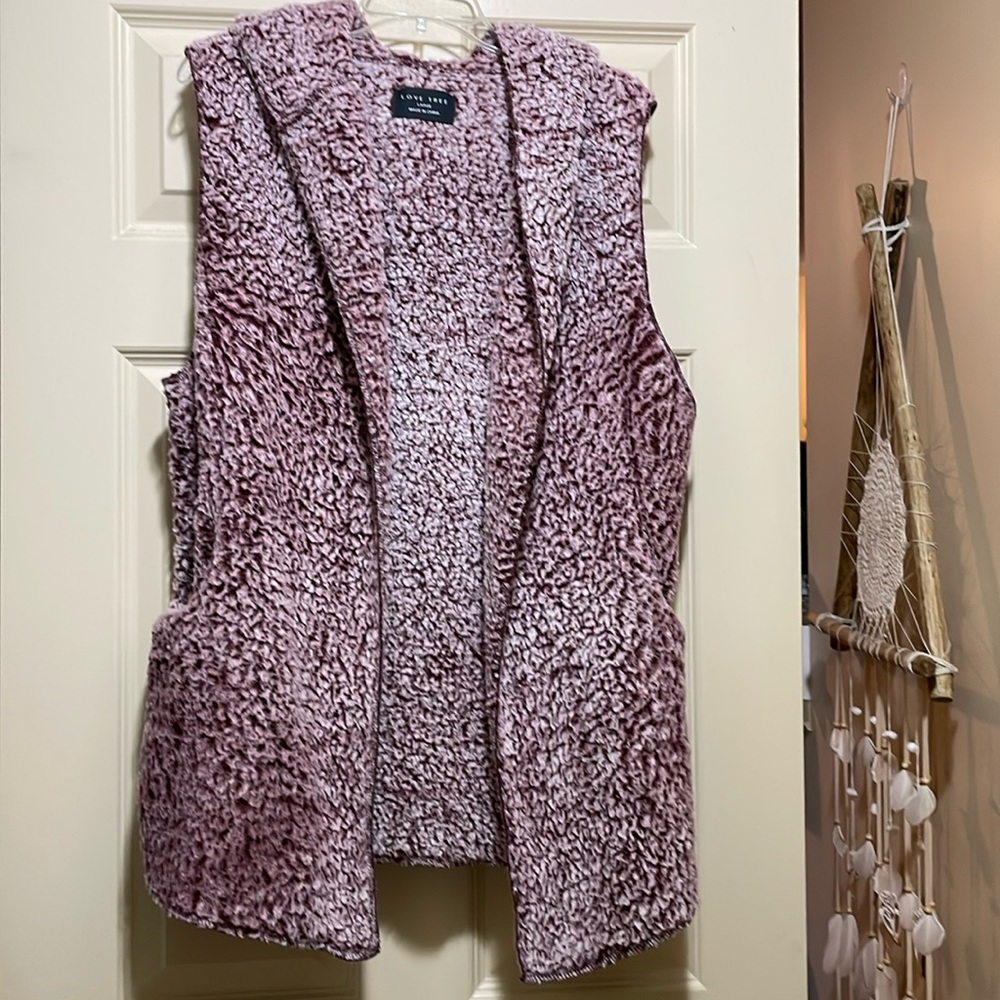 Love Tree hooded sherpa vest.